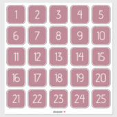 Dusty Rose Customizable Square Number Stickers  Aufkleber (Blatt)