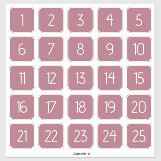 Dusty Rose Customizable Square Number Stickers  Aufkleber (Blatt)