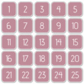 Dusty Rose Customizable Square Number Stickers  Aufkleber (Vorderseite)