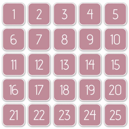 Dusty Rose Customizable Square Number Stickers  Aufkleber (Vorderseite)