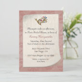 Dusty Rose Damask Brautdusche Einladung (Stehend Vorderseite)