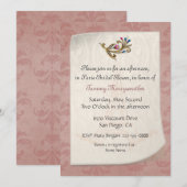 Dusty Rose Damask Brautdusche Einladung (Vorne/Hinten)