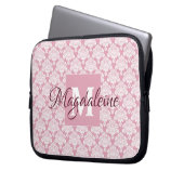 Dusty Rose Damask Notebook-Gehäuse mit Monogramm u Laptopschutzhülle (Vorderseite Links)