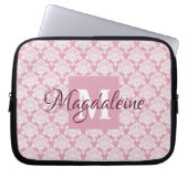 Dusty Rose Damask Notebook-Gehäuse mit Monogramm u Laptopschutzhülle (Vorderseite)