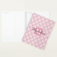 Dusty Rose Damask Planner mit Monogramm und Name