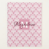 Dusty Rose Damask Planner mit Monogramm und Name Planer (Vorderseite)