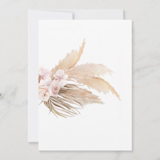 Dusty Rose Desert Boho Pampas Grass Wedding Einladung (Rückseite)