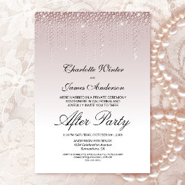Dusty Rose Diamonds Wedding After Party Einladung