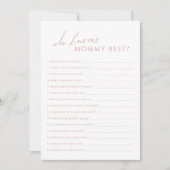 Dusty Rose, die Mama Baby Shower Game Card kennt Einladung (Vorderseite)