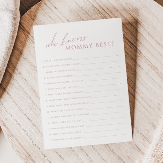 Dusty Rose, die Mama Baby Shower Game Card kennt Einladung