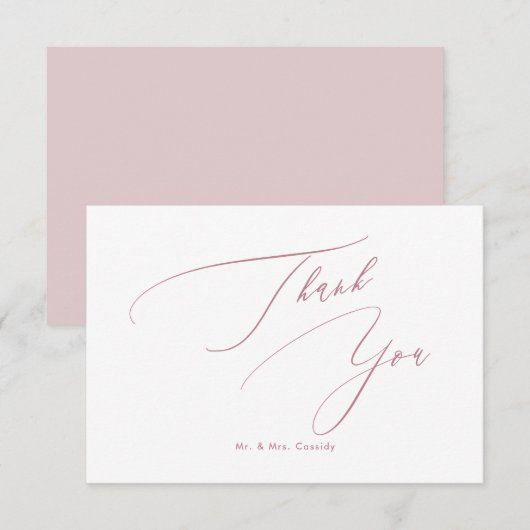 Dusty Rose DIY farben Luxe Script Vielen Dank Dankeskarte (Vorne/Hinten)