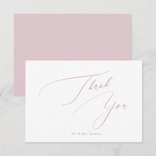 Dusty Rose DIY farben Luxe Script Vielen Dank Dankeskarte (Vorne/Hinten)