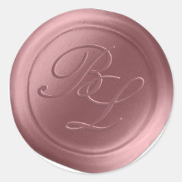 Dusty Rose Double Monogram Imitats Wax Siegel Stic Runder Aufkleber