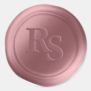 Dusty Rose Double Monogram Wedding Wax Siegel Runder Aufkleber