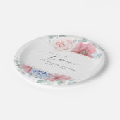 Dusty Rose Dusty Blue Floral Elegant Botanisch Pappteller (Schrägansicht)
