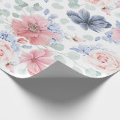 Dusty Rose Dusty Blue Floral Muster Elegant Geschenkpapier (Ecke)