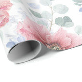 Dusty Rose Dusty Blue Floral Muster Elegant Geschenkpapier (Rolleneckpunkt)