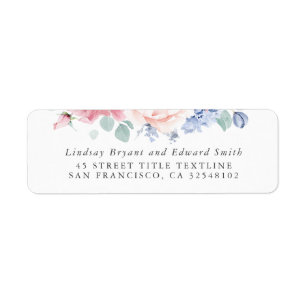 Dusty Rose Dusty Blue Floral Wedding Label