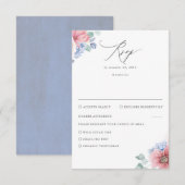 Dusty Rose Dusty Blue Floral Wedding RSVP Karte (Vorne/Hinten)