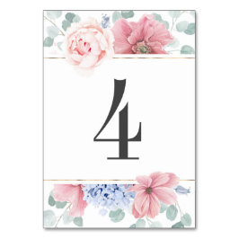 Dusty Rose Dusty Blue Floral Wedding Tischnummer