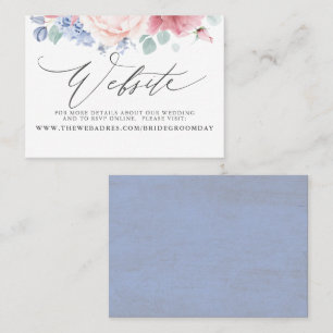 Dusty Rose Dusty Blue Floral Wedding Website Card Visitenkarte