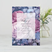 Dusty Rose, Dusty Blue und Silver Floral Wedding Einladung (Stehend Vorderseite)