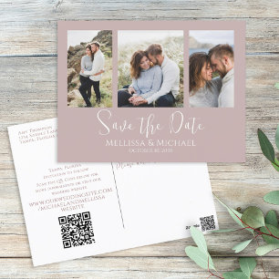 Dusty Rose Einfache Minimalistische Fotomaterial Q Postkarte