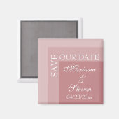 Dusty Rose Einfache moderne Chic Script Hochzeit Magnet (Vorderseite/Rückseite)