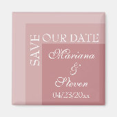 Dusty Rose Einfache moderne Chic Script Hochzeit Magnet (Vorne)