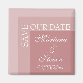 Dusty Rose Einfache moderne Chic Script Hochzeit Magnet