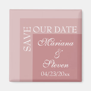Dusty Rose Einfache moderne Chic Script Hochzeit Magnet