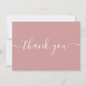 Dusty Rose Einfache Moderne Elegante Schrift Dankeskarte (Vorderseite)