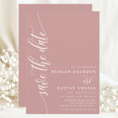 Dusty Rose Einfache moderne Schrift Save the Date