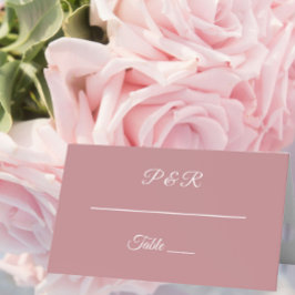 Dusty Rose Einfache, stilisierte Script-Hochzeit Platzkarte