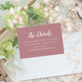 Dusty Rose Einfache Style Hochzeitsdetails Begleitkarte