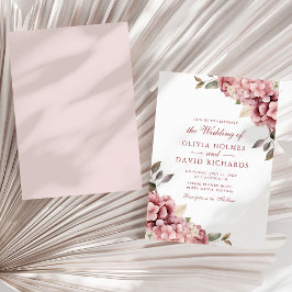 Dusty Rose Elegant Hydrangea Wedding Einladung
