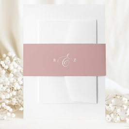 Dusty Rose Elegant Simple Monogram Wedding Einladungsbanderole