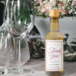 Dusty Rose Elegant White Wedding Danke Mini Weinetikett