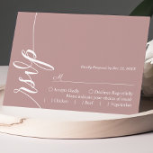 Dusty Rose Elegante Calligrafy Wedding RSVP Card