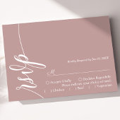 Dusty Rose Elegante Calligrafy Wedding RSVP Card Karte