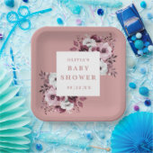 Dusty Rose Elegante Country Floral Baby Dusche Pappteller (Party)