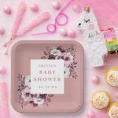 Dusty Rose Elegante Country Floral Baby Dusche Pappteller (Party)