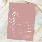 Dusty Rose Elegante Kalligrafie Script Wedding Einladung