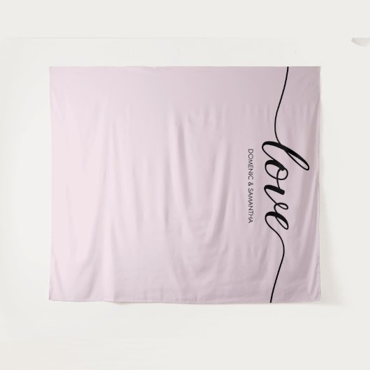 Dusty Rose Elegante Liebe Skript Hochzeitskulisse Wandteppich (Vorderseite (Horizontal))