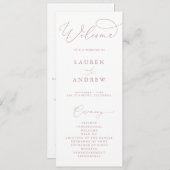 Dusty Rose Elegante Minimalistische Hochzeit Programm (Vorne/Hinten)