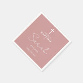 Dusty Rose Elegante Minimalistische Taufe Christen Serviette (Ecke)