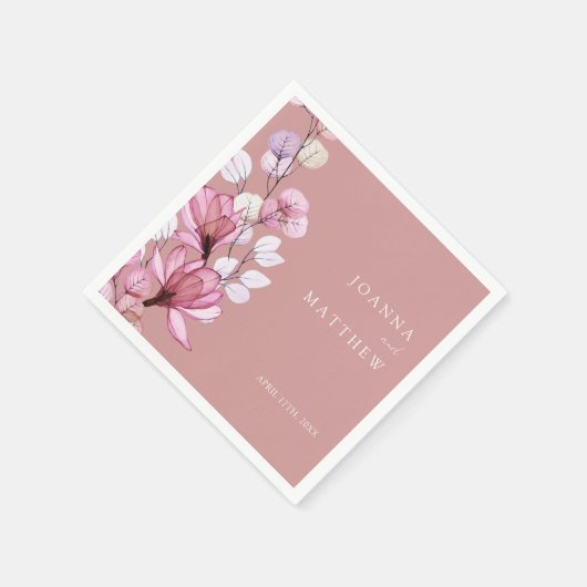 Dusty Rose Elegante Moderne Blumenhochzeit Serviette (Ecke)