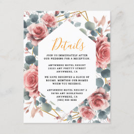 Dusty Rose Elegante Rosa Mauve Gold Flora Begleitkarte