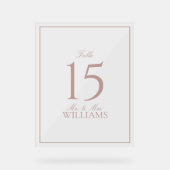 Dusty Rose Elegante Script Wedding Tischnummer Acrylschild (Vorderseite)