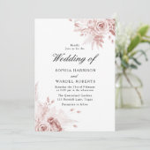 Dusty Rose Elegante Vintage Rose Hochzeit Einladung (Stehend Vorderseite)